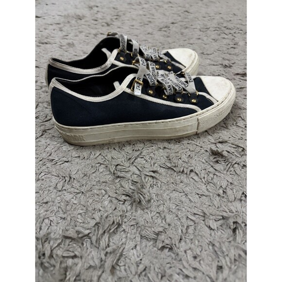 Christian Dior  Canvas Walk'N'Dior Low Top Sneakers 36.5 Black - Picture 3 of 10